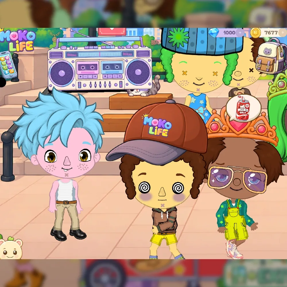 Characters enjoying music together in Moko Life